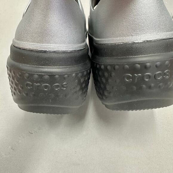 Crocs Stomp Mary Jane Platform Shoes in Silver/Black Women's Size 10 Mens 8 NWOT - Picture 13 of 16